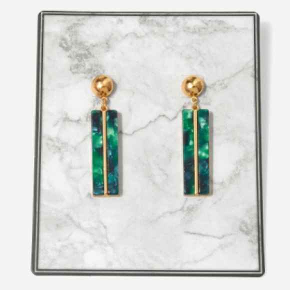 Marbled Bar Drop Post Earrings - Picture 2 of 3